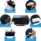 WOMACO Grill BBQ Caddy with Cooler Bag and Paper Towel Holder, Picnic Organizer for Utensil, Plate, Condiment, Griddle Caddy for Outdoor, Camper, Travel, Car, RV Must Haves (Dark Blue)