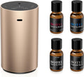 Airversa Waterless Essential Oil Diffuser Starter Kit with 4 x 10mL Hotel Scent Fragrance Oil, Aluminum Housing, Battery Operated Mini Scent Air Portable Diffuser for Home Car Office, ADX Kit Titanium