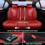 Coverado Car Seat Covers Full Set, Red Seat Covers for Cars, Waterproof Nappa Leather Automotive Seat Covers with Lumbar Head Pillow, Car Seat Protectors, Universal Fit for Most Cars SUV