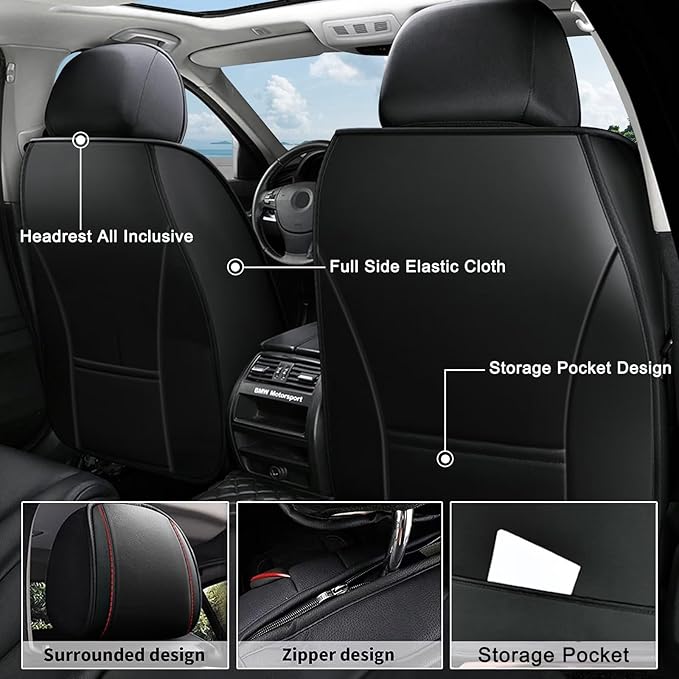 AOMSAZTO Car Seat Covers,Full Set 5 Seats Custom Fit for Mazda CX-5 2013 2014 2015 2016 2017 2018 2019 2020 2021 2022 2023 2024 2025 2026,Leather Car Seat Cover Seat Cushion Protector,Black&Red