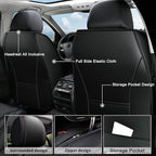 AOMSAZTO Car Seat Covers Full Set Fit for Volkswagen Taos 2022-2026 Waterproof Faux Leather Car Seat Cushions Automotive 5 Seat Covers Set（Black&Redline）