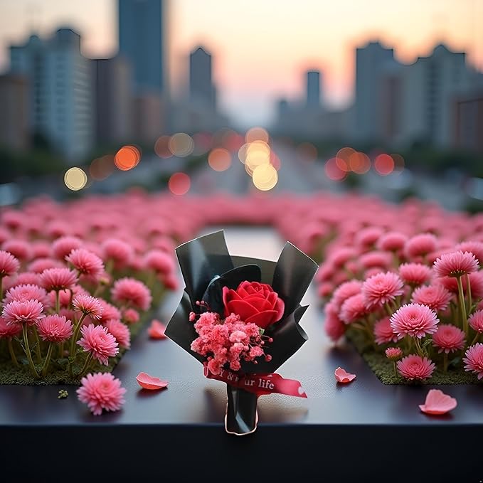 Red Fresh Flowers Mini Dried Flowers Bouquet for Car Air Vent Clips, Mini Flower Bouquet,Car Air Outlet Perfume Decoration, Car Air Fresheners Interior Accessories for Women Men