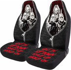 GENANY Horror Movie Car Seat Covers Set of 2, Scary Breathable Front Seat Covers for Truck Sedan SUV, Halloween Car Accessories, Horror Gift for Women Men
