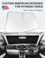 Proadsy Windshield Sun Shade Custom Fit 2020-2023 2024 2025 2026 Hyundai Venue Foldable Front Sunshade Protector Sun Visor Blocks UV Rays Keep Car Cooler