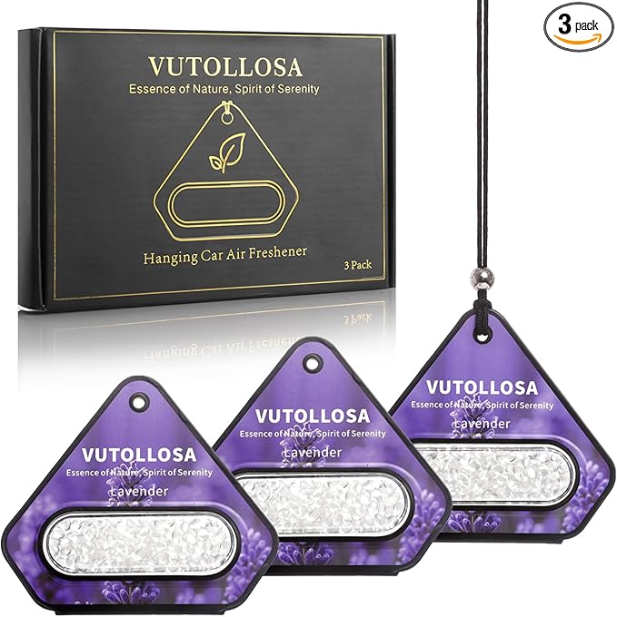 3 Pack Car Air Freshener & Car Deodorizer, Lavender Scented - Long Lasting Hanging Car Air Fresheners for Women & Men, Car Accessories by VUTOLLOSA