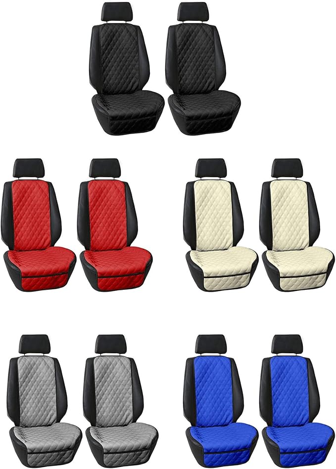 FH Group Car Seat Cushion – Faux Leather Single Front Seat Cover with Front Pockets, Airbag Compatible, Universal Fit Car Seat Cushion for Driver or Passenger Seat, SUV, Truck, Sedan & Van – Red