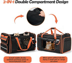 Expandable Extra Large Cat Carrier for 2 Cats with Litter Box for Kitten, Large Cat Small Dog Pet - Collapsible Double Cat Large Pet Carrier for Car Travel Outdoor Camping