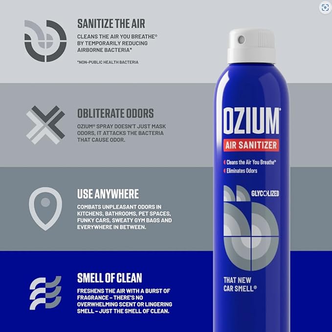 Ozium® 3.5 Oz. Air Sanitizer & Odor Eliminator for Homes, Cars, Offices and More, That New Car Smell Scent - 3 Pack