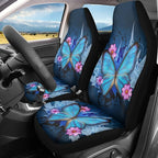 BIGCARJOB Trendy Car Seat Covers Ble Butterfly Print High Back Seat Cover Set of 2 Ultra-Soft Universal Fit