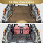 F-color SUV Cargo Liner for Dogs, Water Resistant Pet Cargo Cover Dog Seat Cover Mat for SUVs Sedans Vans with Bumper Flap Protector, Non-Slip, Large Size Universal Fit, Brown