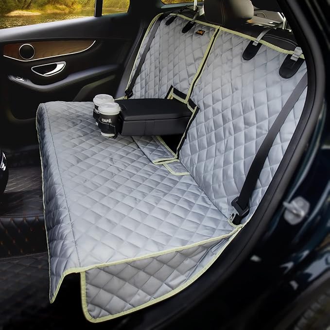 iBuddy Car Seat Cover Waterproof Back Seat Cover for Kids and Dogs Without Smell Heavy Duty and Nonslip Rear Seat Protector Non Stick Fur Bench Seat Cover for SUV Van Easy to Install Machine Washable