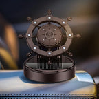 Car Air Freshener Solar Energy Rotating Car Decoration Alloy Car Diffuser Car Accessories Interior Aesthetic Car Perfume with Plant Essential Oil for Car Home Office (Black)