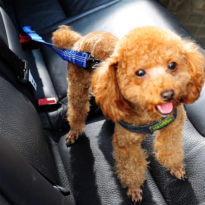 3 Colors Dog Safety Belt Pet Seat Belt Dog Car Harness Adjustable 360° zinc Alloy Buckle with Elastic,High Strength,Wear-Resistant and Durable,Easy to Install,Easy to Wash(Grey)