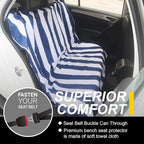 Back Seat Cover for Car Trucks Van SUV,Waterproof Rear Bench Towel Seat Covers for Dogs and Kids,Automotive Backseat Protector (Blue Stripe)