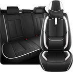 Fit for 98% of Mercedes Benz Car Seat Covers with Headrests, Premium Nappa Leather Seat Cover, Fully Wrapped Protect Modern Style Seat Cover (5-Seat Luxury, Black & White)