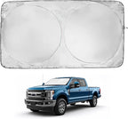 Windshield Sun Shade -Certified 99.87% UVB & 99.02% UVA Car Sun Shade. Award Winning Sunshade - Patented Technology | Compatible for Ford F-250 (2017-2022) | Car Shades by Kinder Fluff