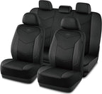 Skechers Memory Foam Seat Covers,Leather Car Seat Covers, Ultimate Comfort & Support Seat CoversFull Sets,Airbag Compatible, Automotive Universal Fit Most for SUVs, Vans, Sedans, Cars, Trucks,Black