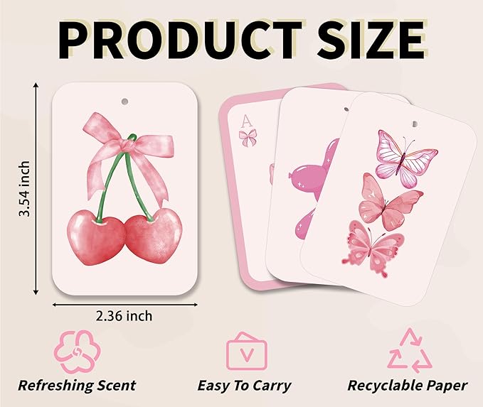 Pink Car Fresheners, 4pcs Cute Car Accessories Interior, Mirror Decor For Women, Air Freshener Hanging For Bathroom Dorm Books Bedroom Closet Drawer, Pink Girly Accessories Gifts For Girls -01