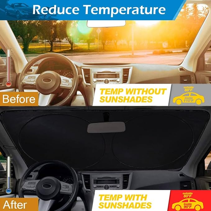 Custom Car Windshield Sun Shade, Personalized Foldable Front Window Sun Visor Protector Shield with Your Customized Photo Text Logo Design, Fits Most Sedans, SUVs, Vans, MPV, Trucks (Large)