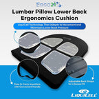 ERGO21 Lumbar Pillow Lower Back Support Cushion for Back Rest, Good Posture, Spine Pain, Long Sitting Hours at Chair, Office, Car Seat, Wheelchair, Large (18" W x 24”x 1.5”)