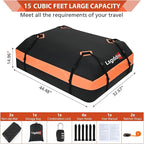 15 Cubic Ft Rooftop Cargo Carrier, Waterproof Car Roof Bag for Vehicles with or Without Rack, Soft Roof Top Luggage Bag for Travel, Camping, Moving (Soft car roof Bag, 15 Cubic feet)