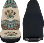 BIGCARJOB Boho Car Seat Covers Set for Front Only Boho Dog Paw Print Car Interior Accessories Cute Seat Protector for Cars Saddle Blanket,Fit Most Vehicle,Cars,Sedan