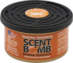 Scent Bomb Air Freshener Bundle - 1 oz & 8 oz Bottle Sprays, Vent Clip, Organic Cans, Hanging Circle - Continuous Freshness & Long-Lasting Odor Eliminator for Car, Home, Bathroom - Mango Tropical