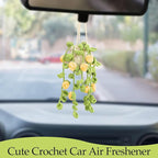Cute Air Freshener for Car, Crochet Car Accessories Air Freshener, Cute Rear View Mirror Accessories, Handmade Crochet Plant for Cars, Yellow Rose