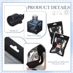 Boao 50 Sets Hanging Car Air Freshener Diffuser Bottles with Instruction Card and 4 x 6'' Resealable Holographic Bag for Empty Car Essential Oil Perfume Bottles Packaging (Cube,Black)