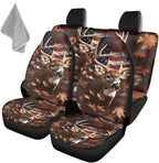 KEIAHUAN American Flag Deer Car Seat Covers for SUV/Sedan/Truck/Van Universal Fit Front and Rear Split Bench Seat Cover Set Soft and Stretchy Auto Interior Accessories Decoration