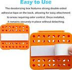 2 Pack Stick On Deodorizing Box, 12 Pack Odor Removing Refills for Trash Can, Activated Charcoal Odor Eliminator for Indoor Kitchen Trash/Diaper Pails/Wardrobe/Shoe Cabinet (Orange)