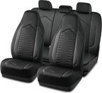 Skechers Memory Foam Car Seat Covers, Leather High Back Seat Covers Quilting Design,Waterproof Sports Car Seat Covers Full Sets,Airbag Compatible, Universal Fit for Most Cars, SUVs,Trucks,Black