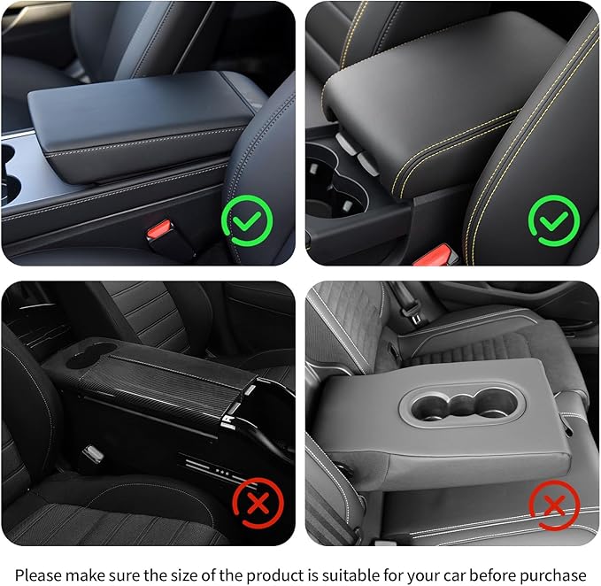 wuyaoyao Car Center Console Cover, 12.2"×8.27"×1.97" Leather Center Console Protector, Auto Armrest Pad with 2 Storage Pocket, Universal Armrest Cover Cushion for Most Cars, Trucks, SUVs (Beige)