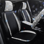 Luxury PU Leather Car Seat Cover Protector Bling Rhinestones Diamond Front Car Seat Protector Pad for Girls Women or Ladies Auto Sparkling Crystal Universal Interior Accessories White 1 Seat