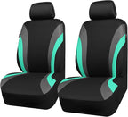CAR PASS Line Rider Sporty Front Seat Covers,Mint Car Seat Covers Two Front Seats Only for Cute Women Girl, Airbag Compatible,Universal Fit Sedans,Cars,Vans,SUV,Truck(Black and Mint)