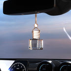 5PCS Hanging Car Air Freshener, Auto Interior Decoration 8 ml Oil Diffuser Perfume Aromatherapy Pendant Empty Glass Bottle, Fragrance Ornament with Vent Clip Wooden Cap and Rope (Square)