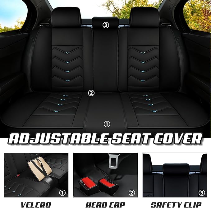 Car Seat Covers for Mercedes-Benz S-Class 2005-2026, Premium Nappa Leather Car Seat Cover, Stylish Sport Seat Covers， Automobile Seat Cover Sets.(Standard 2 Seats/Black Blue)