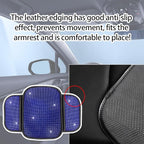 Bling Car Center Console Cover, Crystal Rhinestone Vehicle Armrest Cover Cushion with 2 Storage Bags for Women Girls, Diamond Auto Storage Box Protector Pad, Universal Fit (Blue)