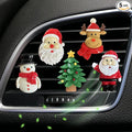 Set of 5 Christmas Car Air Freshener Vent Clips, Cute Santa Elk Snowman Xmas Tree Air Conditioning Outlet Clip Charms, Fun Car Interior Decoration Accessories