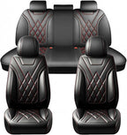 Santa Fe Seat Covers Custom Fit for Hyundai Santa Fe 2007-2026 (Only 5-Seat Version) - Full Set Premium Leather, Waterproof, All-Weather, Airbag Compatible, Car Seat Protectors (Redline)