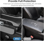 NBTEPEM Gray Center Console Cover, Sporty Leather Armrest Cover Cushion with 2 Storage Pockets, Universal Auto Middle Console Protector, Car Interior Accessories for Most SUV, Truck, Sedan Vehicles