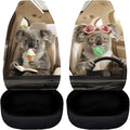 Koala Front Car Seat Cover Nonslip Funny Auto Interior Accessories 2 Pcs Set Stretch Polyester Fabric Cover All-Season Protection Suitable for Most Cars,SUV,Sedan