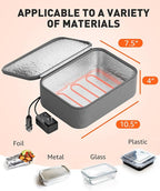 Portable Food Warmer - Heated Lunch Box for Adluts - Electric Thermal Lunch Bag with Buckle Handle, Heating Food Warmer Bags for 12V/24V Car & Truck, 110V/220V Home/Office, Gray