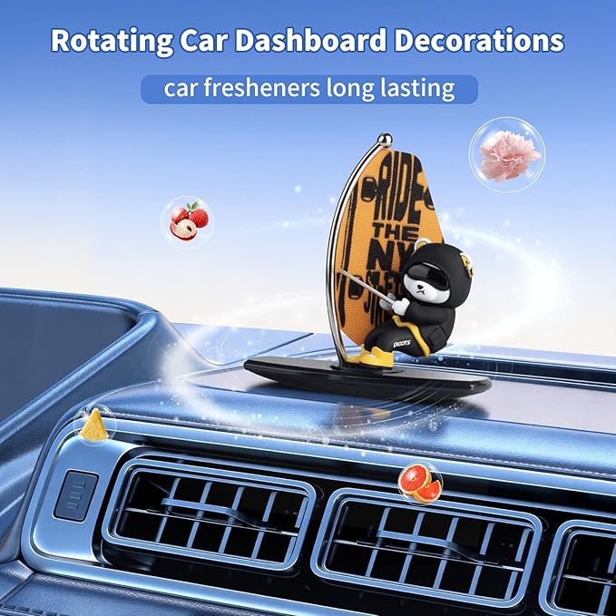 Kwak's Car Air Freshener,Boat Automotive Air Fresheners Dashboard Decorations Cute Rotatable Interior Accessories Ornaments Means Smooth Sailing Shangri-la Fragrance (Yellow)