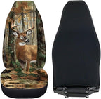 ELEQIN Car Seat Covers, Camo Hunting Deer Seat Cover Front Car Seat Cushion, Front Auto Protector Universal Fit Most Cars, Automotive Interior Accessory