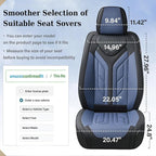 Coverado Seat Covers, Car Seat Covers Front Seats, Leather Seat Covers for Cars, Automotive Seat Covers Car Seat Protector Car Seat Cushion Universal Fit for Most Sedans SUV Pick-up Truck(Black&Blue)