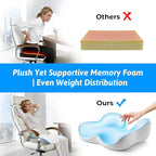 Seat Cushion for Tailbone & Sciatica Pain Relief - Plush Yet Supportive Ergonomic Memory Foam Chair Cushions for Office Chair, Car, Wheelchair,Airplane & Long Sitting(Light Gray)