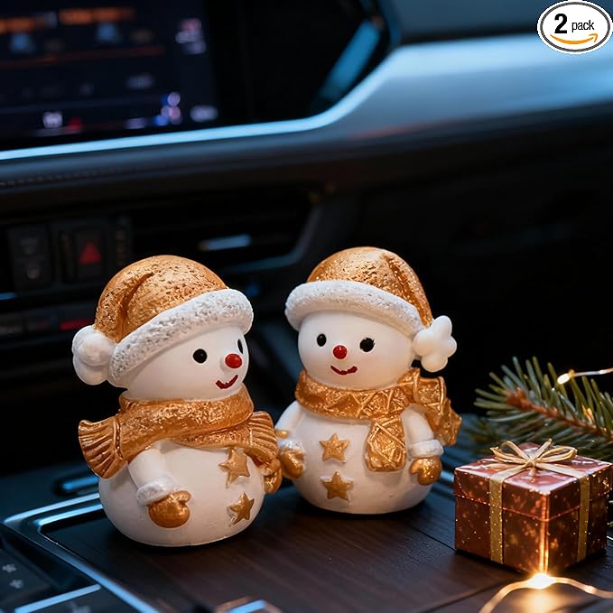 Car air freshener diffuser Plaster Couple Snowman Figurines Fragrant Gypsum Cute interior accessories car dashboard ornaments Indoor Christmas New Year's Gifts Porch Office Desk Decor (orange, NO.5)