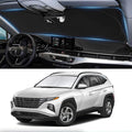 Custom Fit Tucson Windshield Sunshade for Hyundai Tucson 2022-2026 Front Window Retractable Shades Cover for Windshield Sun Visor Protector 210T Reflector Blocks UV Rays Cooler Car Accessories