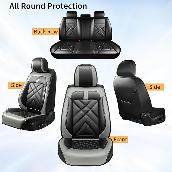 CX-50 Car Seat Covers Fit for Mazda CX-50 2023-2026, Full Coverage Premium Leather Waterproof Breathable Seat Covers, Automotive Seat Protectors, Airbag Compatible(Full Set Seats, Black Gray)
